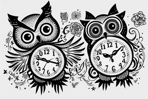 Owl with a clock and words “it’s only forever” tattoo idea