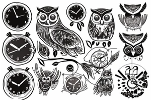 Owl with a clock and words “it’s only forever” tattoo idea