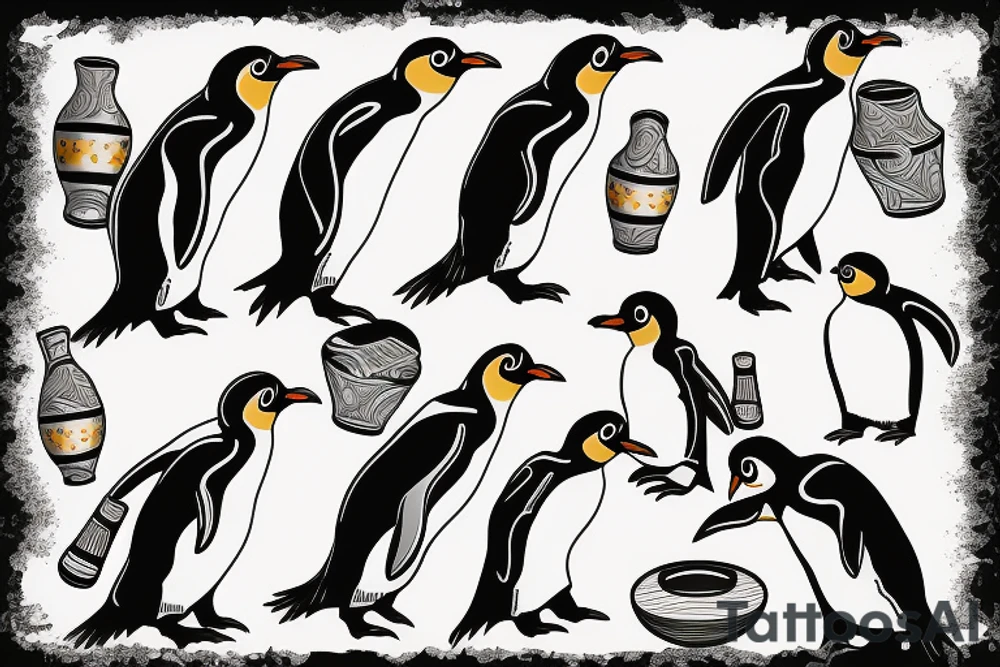 Bowling penguins tattoo idea