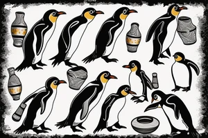 Bowling penguins tattoo idea