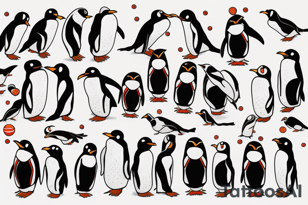 Bowling penguins tattoo idea