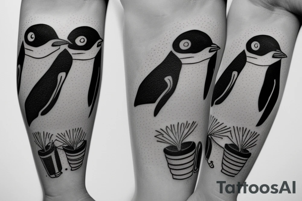 Penguin holding a bowling ball tattoo idea