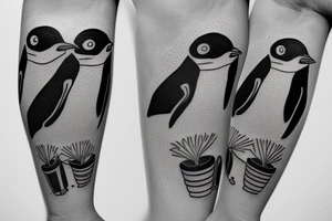 Penguin holding a bowling ball tattoo idea