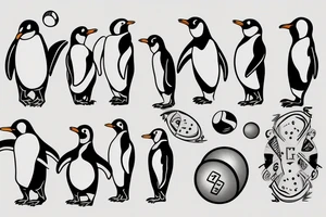Penguin holding a bowling ball tattoo idea