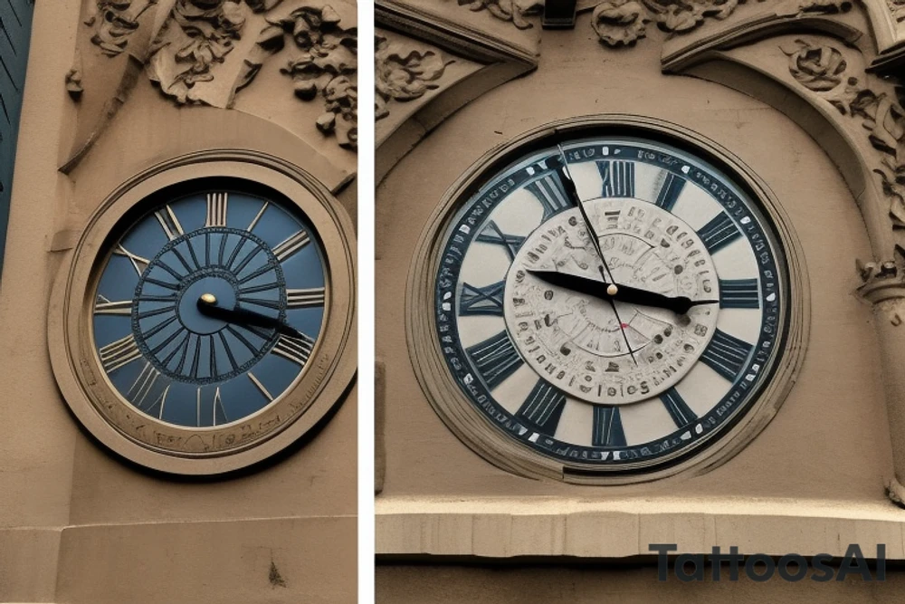 Four clock faces arranged for down the arm.

First clock hands are set at 2:14.  Inscribed at the top of the first clock is "Asher Michael" and at the bottom is "March 11, 2017".

Second clock hands are set at 10:16.  Inscribed at the top of the second clock is "Shiloh Kenneth" and at the bottom is "October 18, 2018".

Third clock hands are set at 5:12.  Inscribed at the top of the third clock is "Stevie Rose" and at the bottom is "July, 21, 2020".

Fourth clock hands are set at 9:07.  Inscribed at the top of the first clock is "Arlo Charles" and at the bottom is "April 18, 2023". tattoo idea
