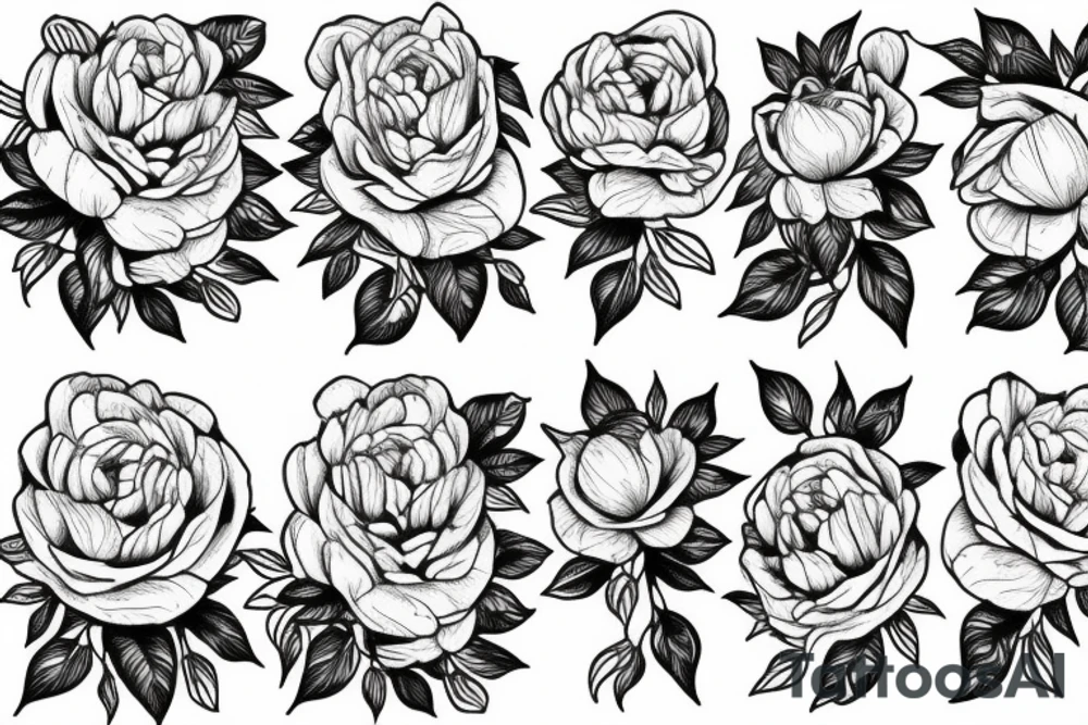 Fine line
Small 
Vertical for a back tattoo 
Peonies and roses tattoo idea