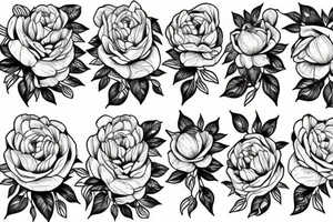 Fine line
Small 
Vertical for a back tattoo 
Peonies and roses tattoo idea