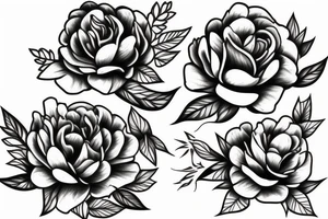 Fine line 
No shading 
Peonies and roses
Small tattoo idea