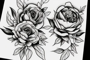 Fine line 
No shading 
Peonies and roses
Small tattoo idea