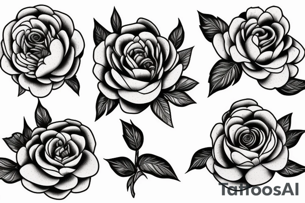 Fine line 
No shading 
Peonies and roses
Small tattoo idea
