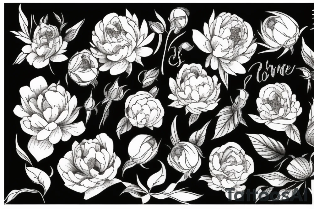 Fine line 
No shading 
Peonies and roses
Small tattoo idea