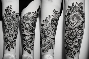 Fine line of flowers tattoo idea