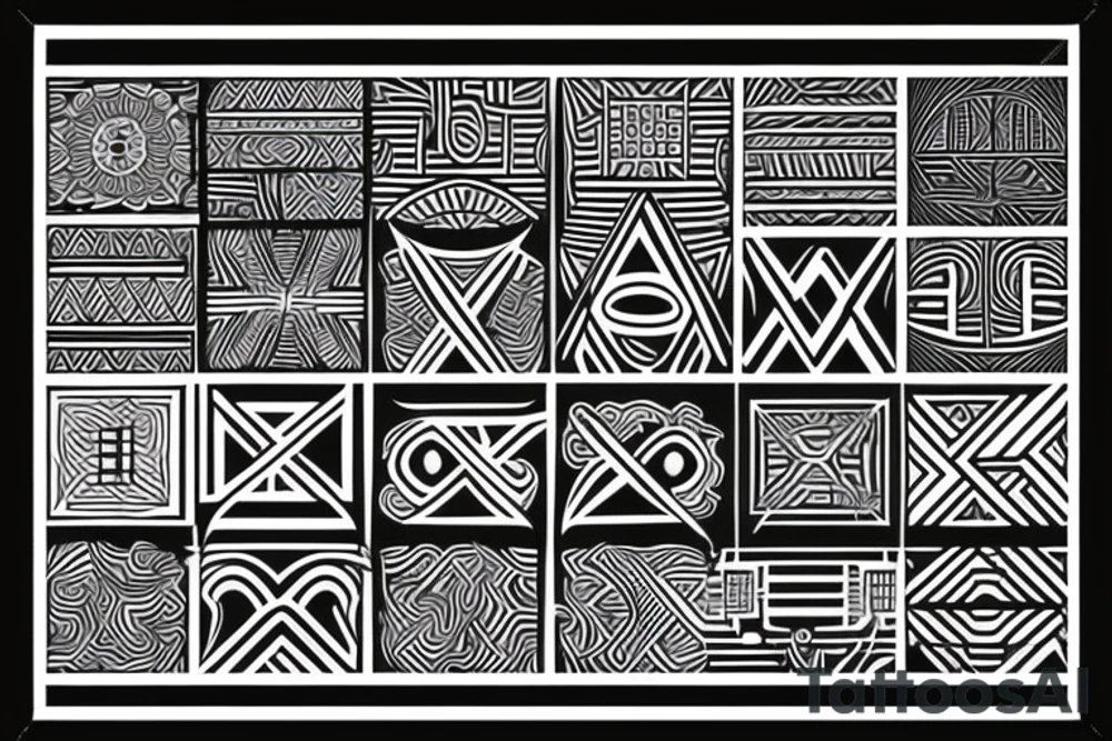 Geometric lines with African culture tattoo idea