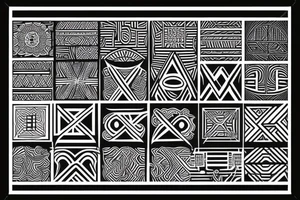 Geometric lines with African culture tattoo idea