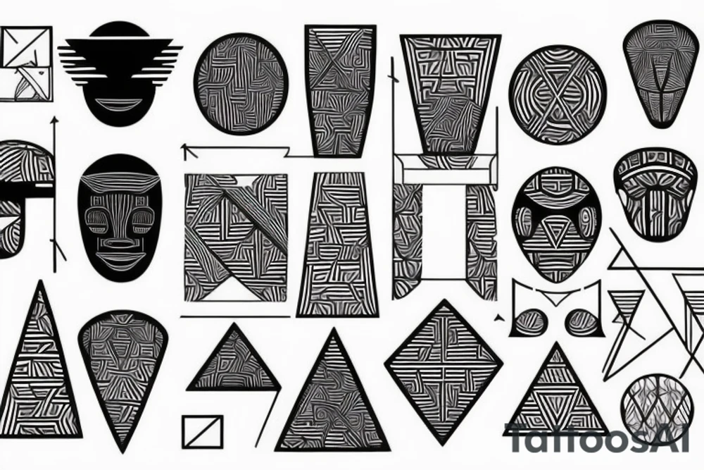 Geometric lines with African culture tattoo idea