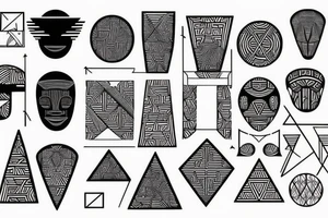Geometric lines with African culture tattoo idea