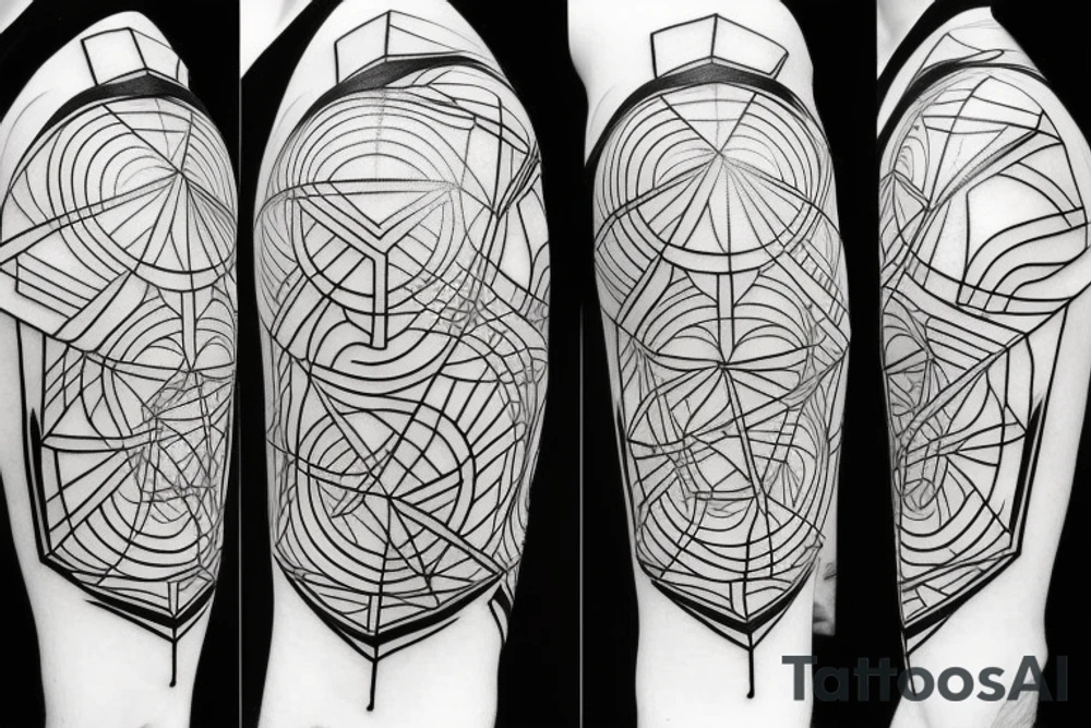 Geometric lines with hidden demon tattoo idea