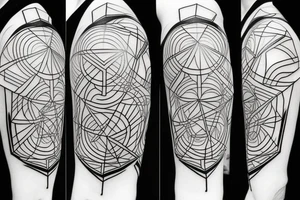 Geometric lines with hidden demon tattoo idea