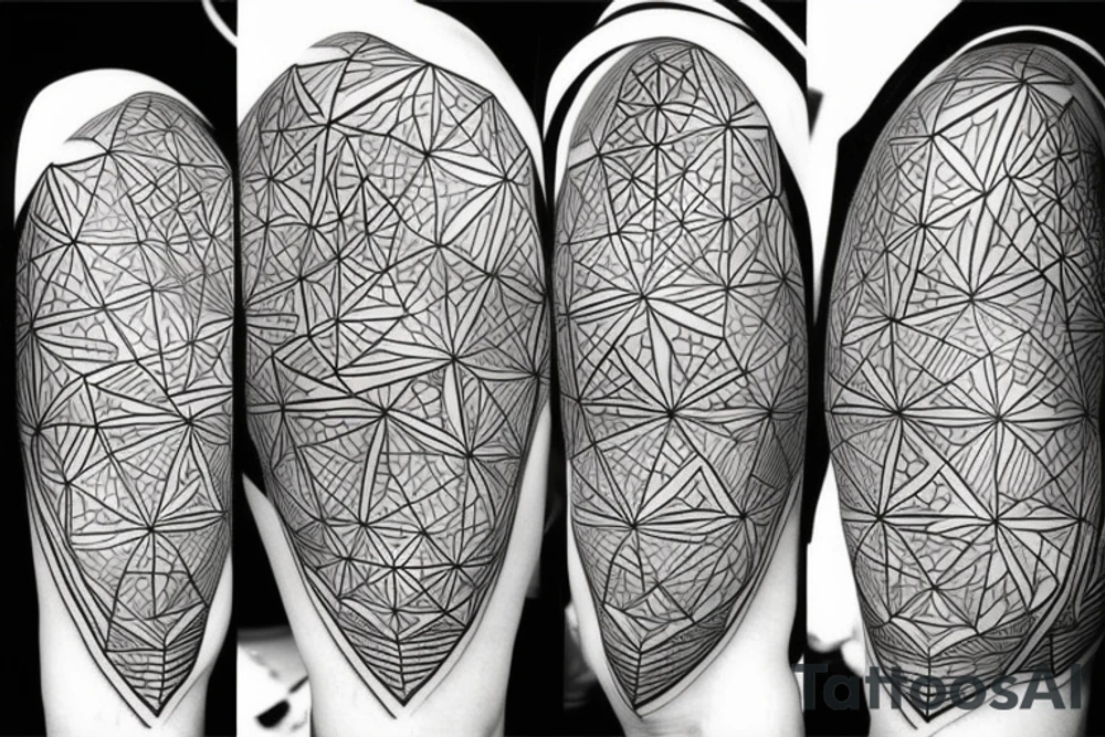 Geometric lines with hidden demon tattoo idea
