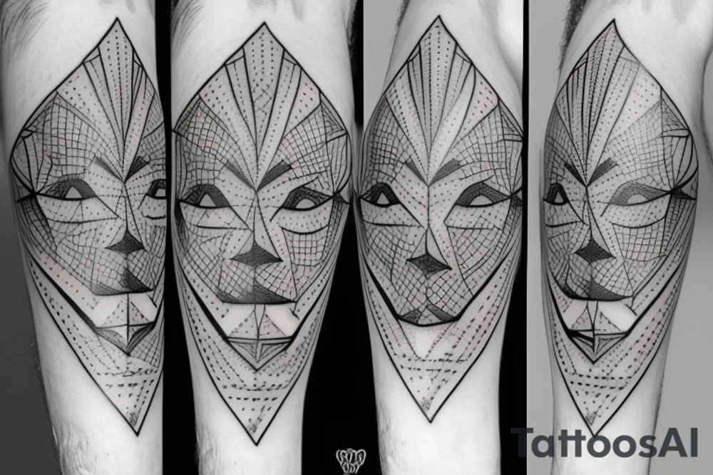 Geometric lines with hidden devil tattoo idea