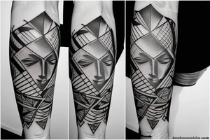 Geometric lines with hidden devil tattoo idea