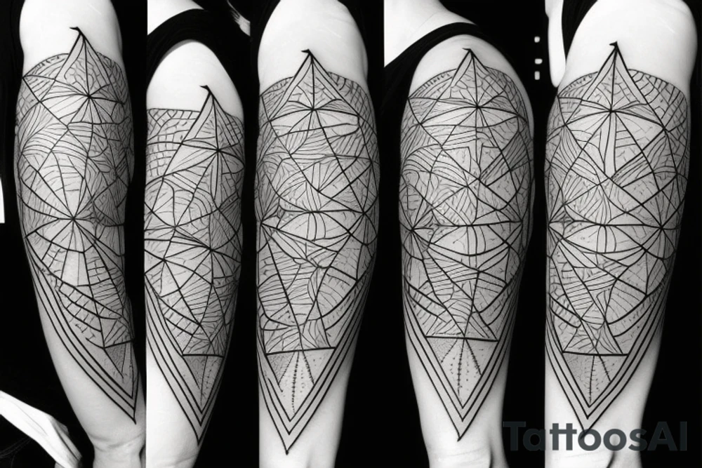 Geometric lines with hidden satan tattoo idea