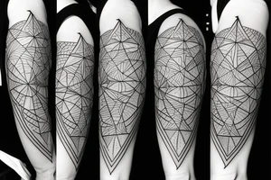Geometric lines with hidden satan tattoo idea