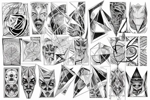 Geometric lines with hidden satan tattoo idea