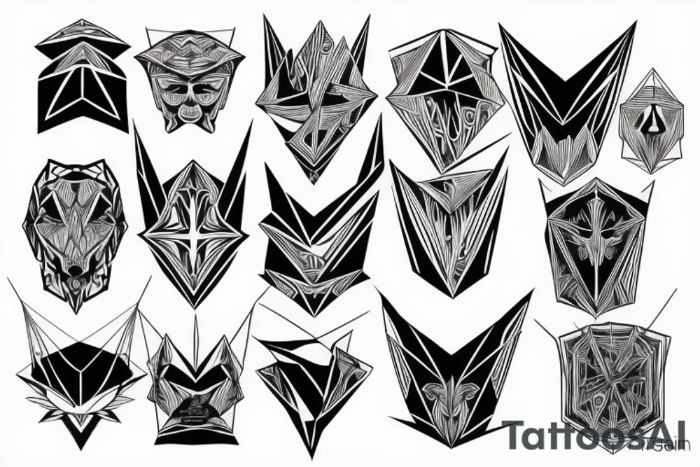Geometric lines with hidden satan tattoo idea