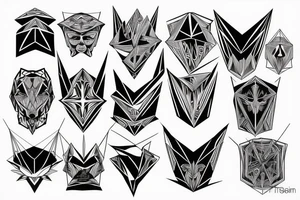 Geometric lines with hidden satan tattoo idea
