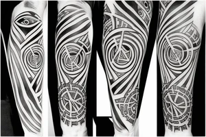 Geometric lines with hidden satan tattoo idea