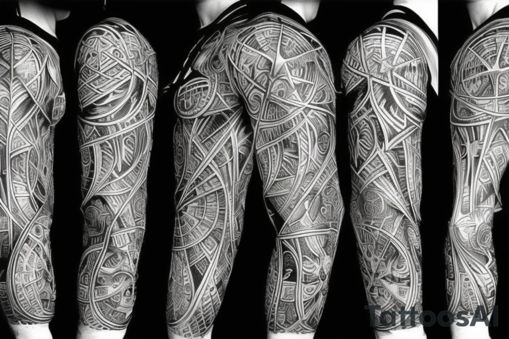 Geometric lines with hidden satan tattoo idea