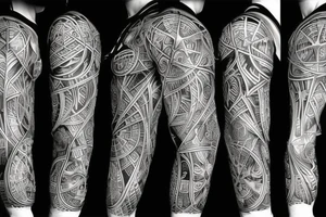 Geometric lines with hidden satan tattoo idea