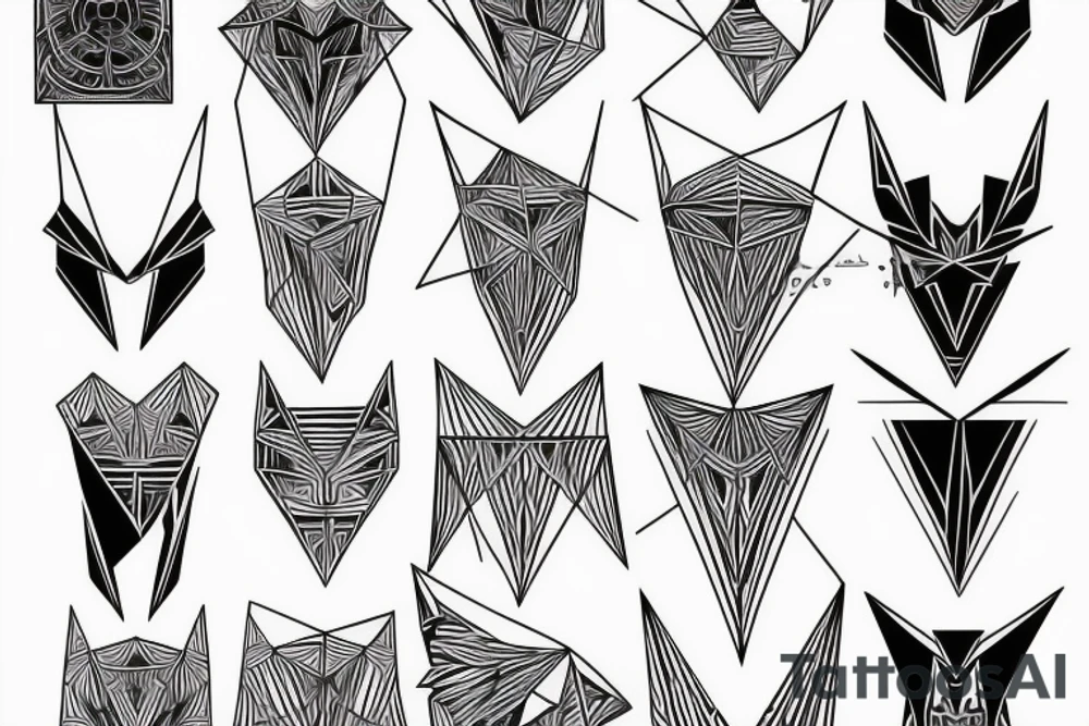 Geometric lines with hidden satan tattoo idea