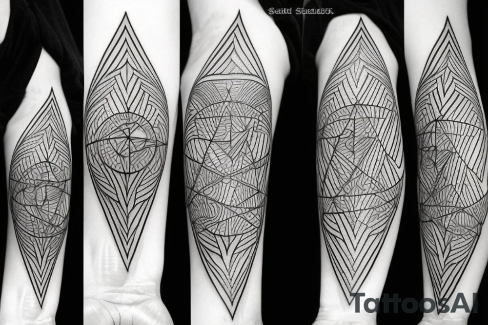 Geometric lines with hidden satan tattoo idea