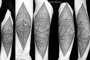 Geometric lines with hidden satan tattoo idea