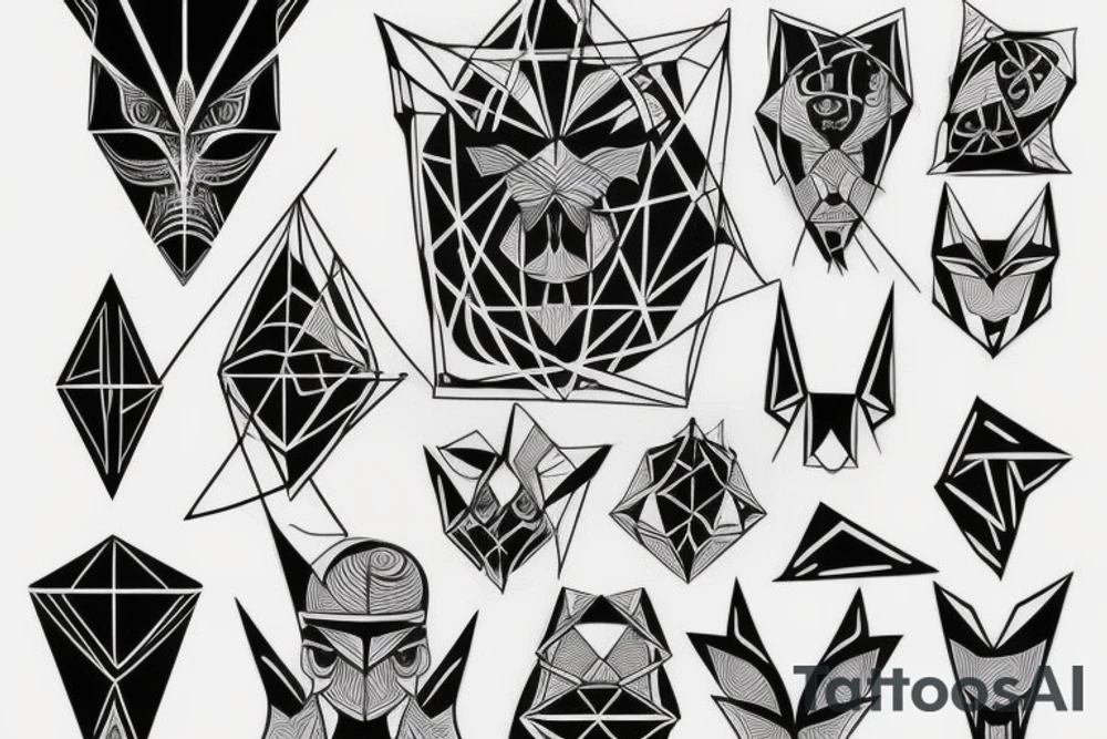 Geometric lines with hidden satan tattoo idea