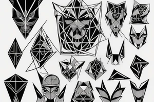 Geometric lines with hidden satan tattoo idea