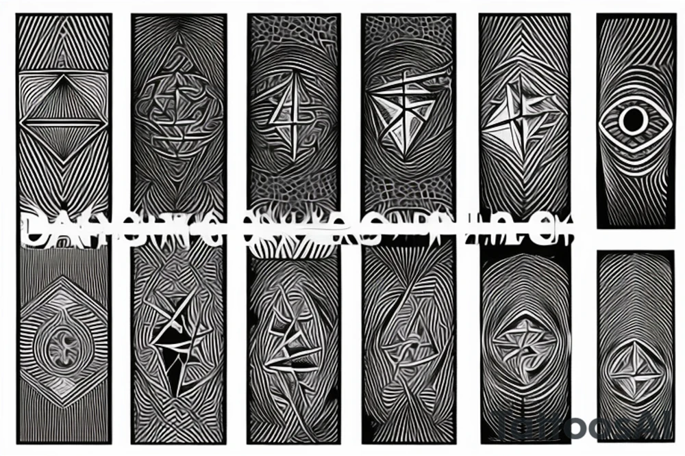 Geometric lines with hidden satan tattoo idea