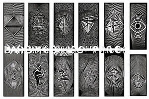 Geometric lines with hidden satan tattoo idea