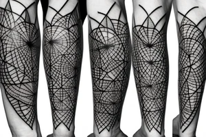 Geometric lines with hidden satan tattoo idea