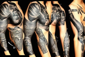 Black power themed sleeve tattoo tattoo idea