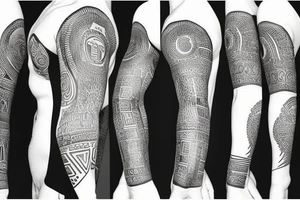 Black power themed sleeve tattoo tattoo idea