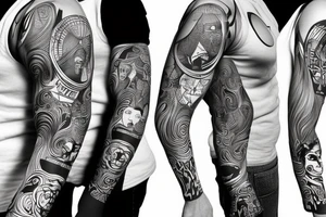 Black power themed forearm sleeve tattoo idea