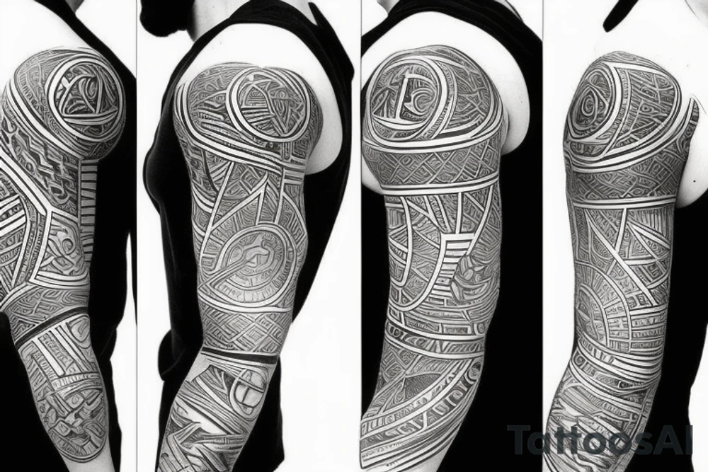 Black power themed half sleeve tattoo tattoo idea