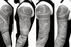 Black power themed half sleeve tattoo tattoo idea