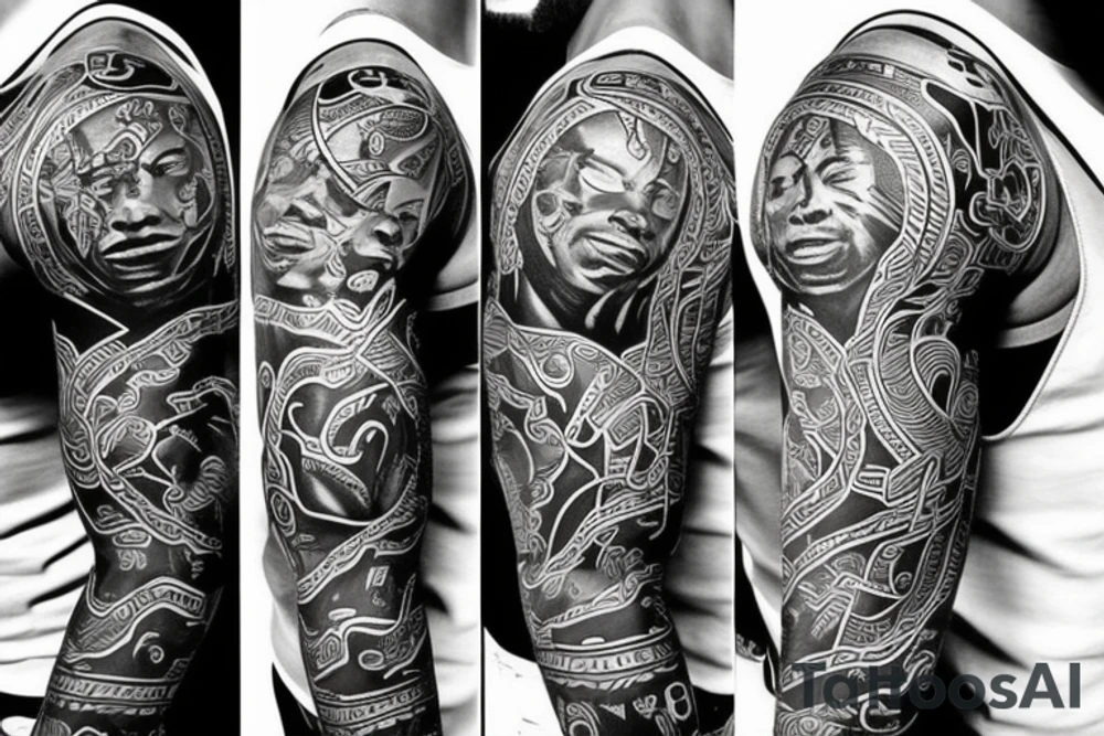 Black power themed half sleeve tattoo tattoo idea