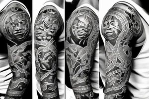 Black power themed half sleeve tattoo tattoo idea