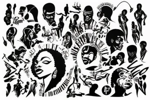Black power themed sleeve tattoo tattoo idea