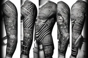 Black power themed sleeve tattoo tattoo idea